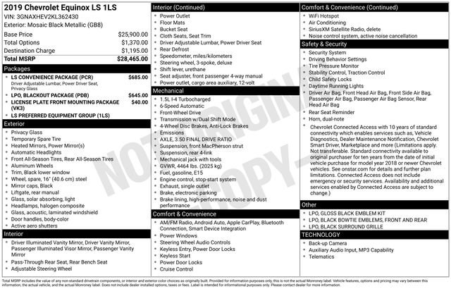 Used 2019 Chevrolet Equinox LS w/ LS Convenience Package FWD image 9