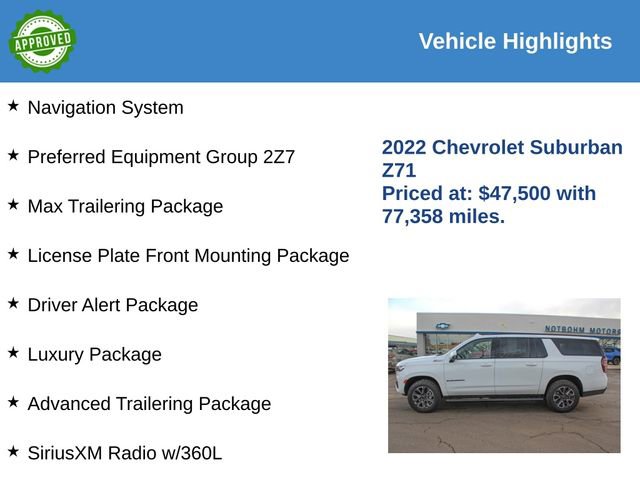 Used 2022 Chevrolet Suburban Z71 w/ Luxury Package AWD/4WD image 2
