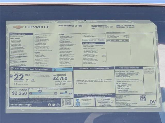 New 2026 Chevrolet Traverse LT w/ Sun and Wheel Package image 18