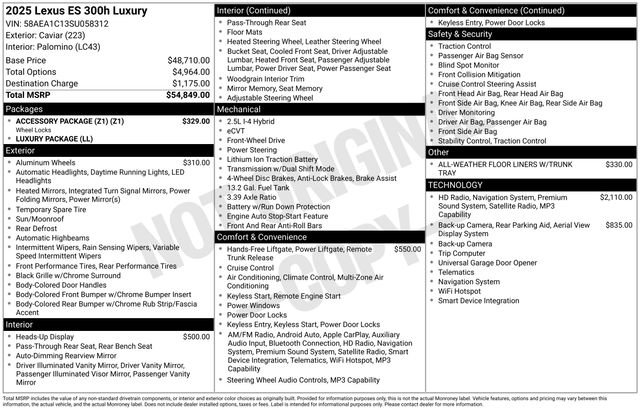 Used 2025 Lexus ES 300h w/ Accessory Package (Z1) FWD image 13