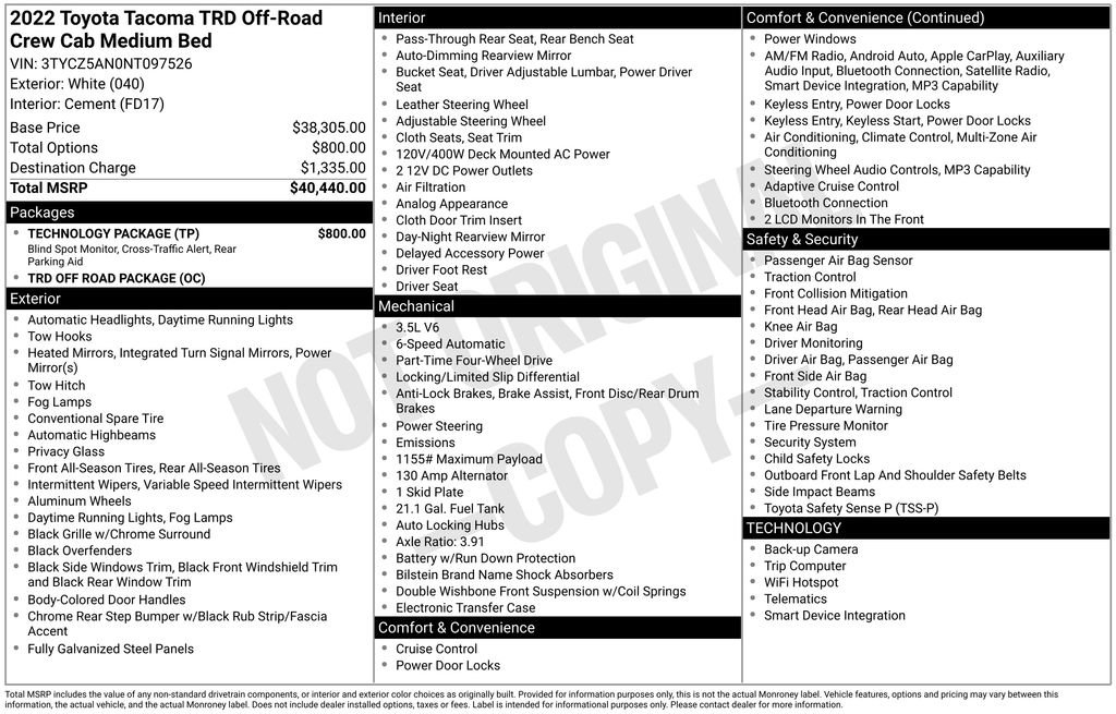 Used 2022 Toyota Tacoma TRD Off-Road w/ Technology Package image 33