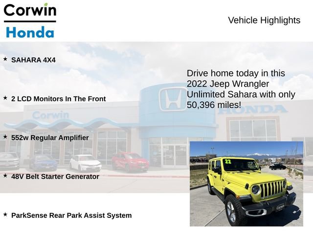 Used 2022 Jeep Wrangler Unlimited Sahara w/ LED Lighting Group AWD/4WD image 7