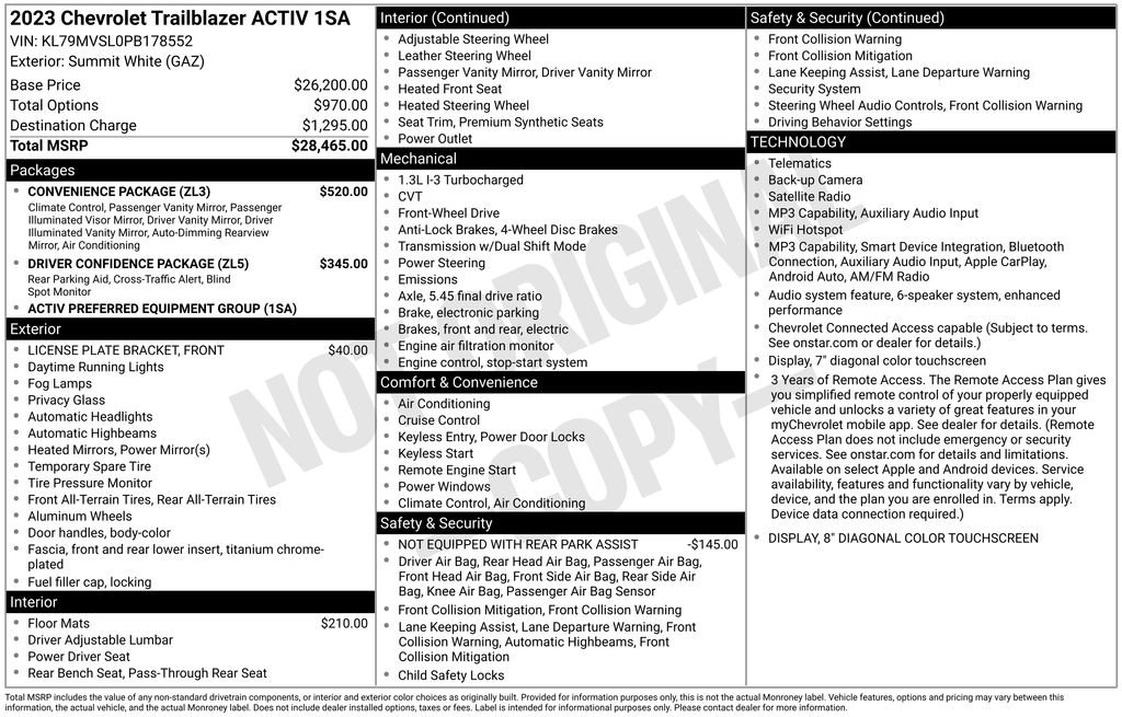 Used 2023 Chevrolet TrailBlazer ACTIV w/ Convenience Package FWD image 4