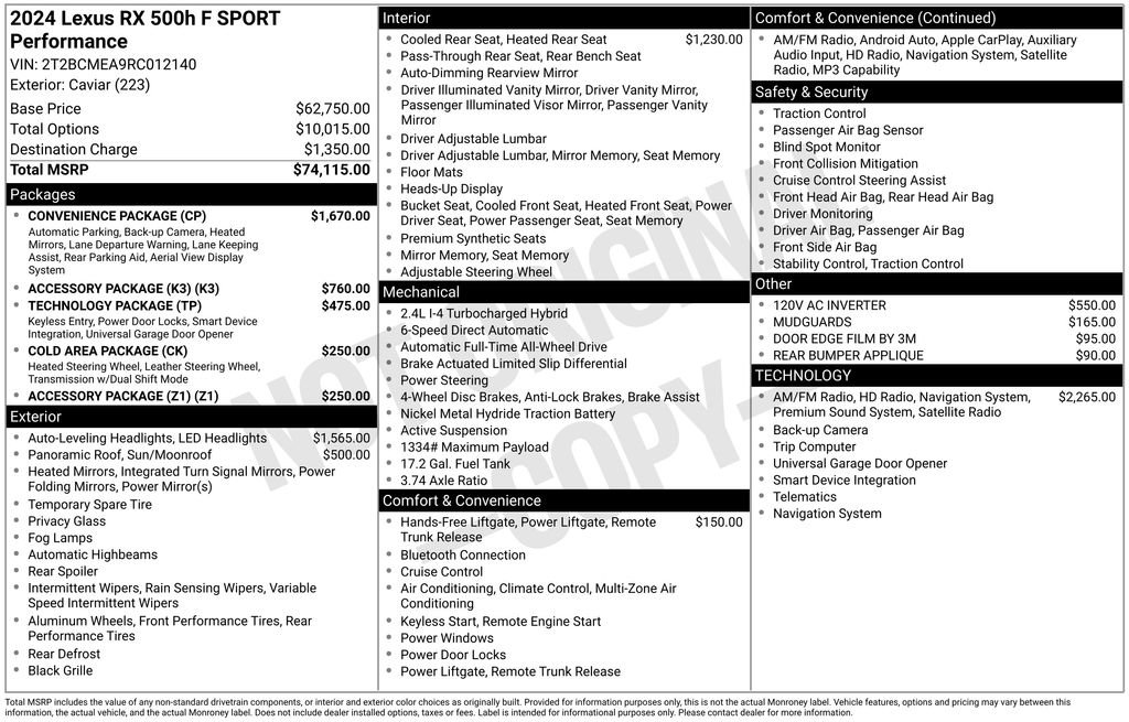 Used 2024 Lexus RX 500h F Sport w/ Convenience Package image 49