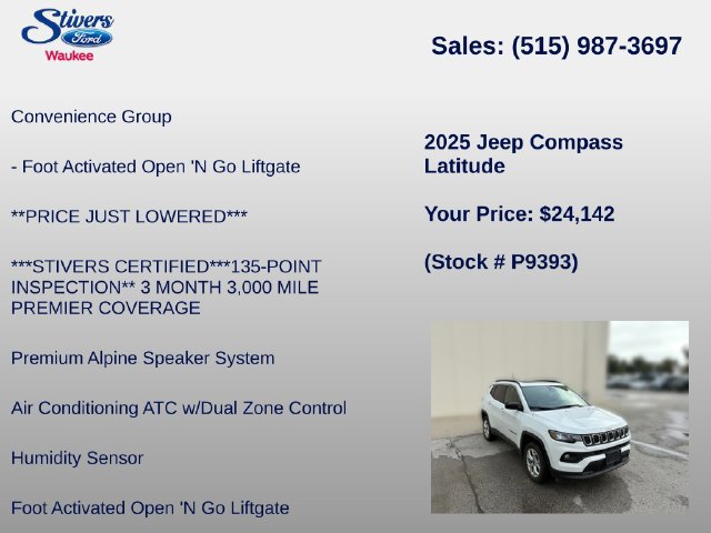Used 2025 Jeep Compass Latitude w/ Sun & Sound Group AWD/4WD image 22