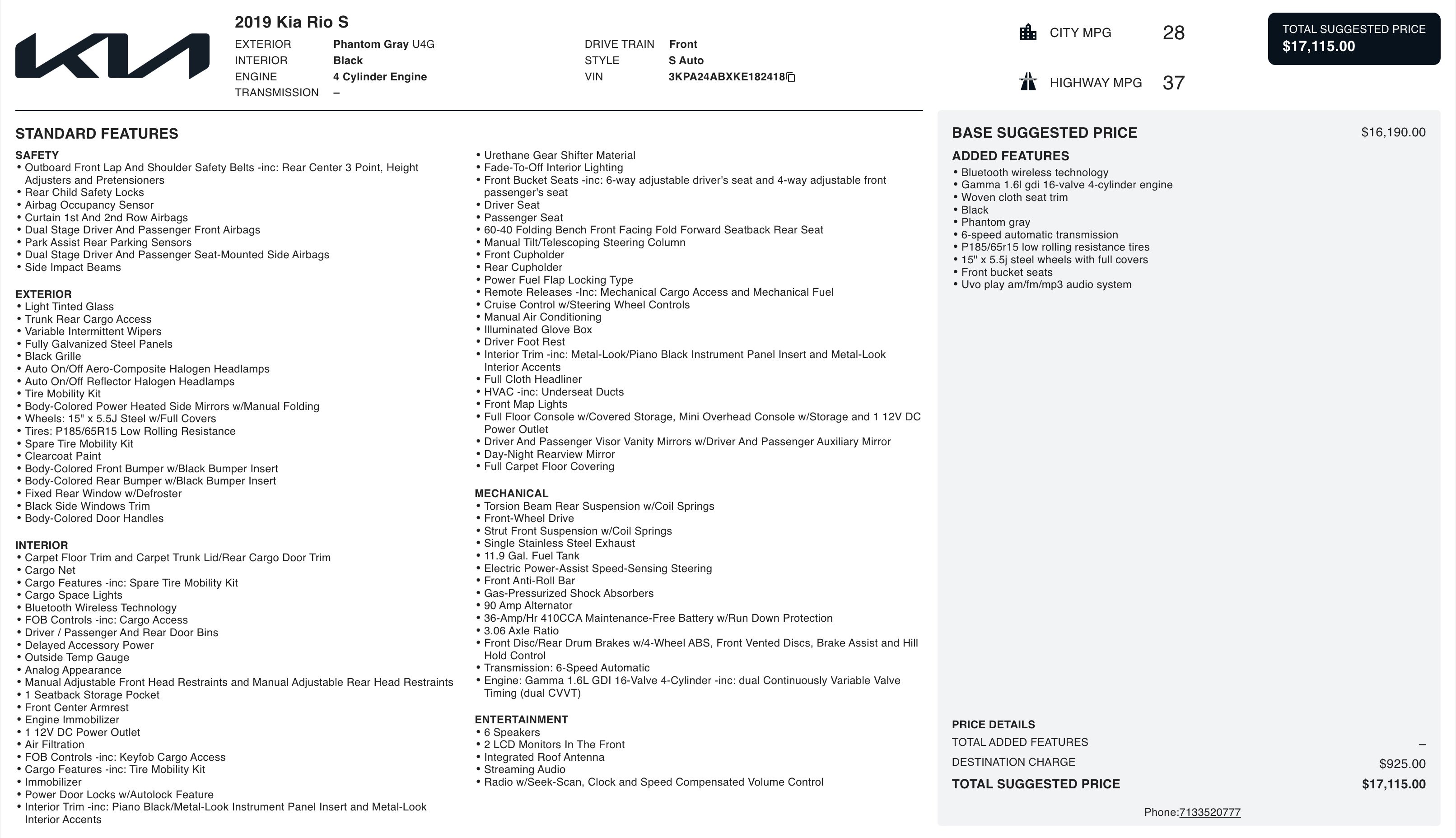 Used 2019 Kia Rio S image 3