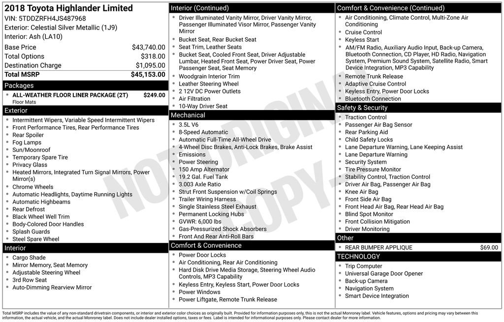 Certified 2018 Toyota Highlander Limited AWD/4WD image 35