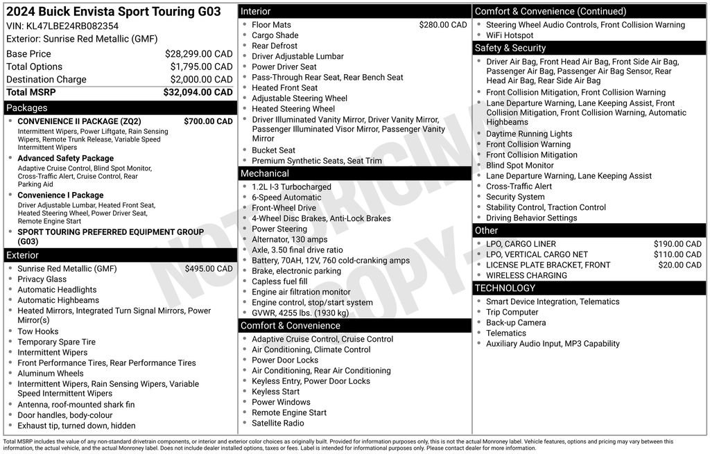 Used 2024 Buick Envista Sport Touring w/ Convenience II Package FWD image 10