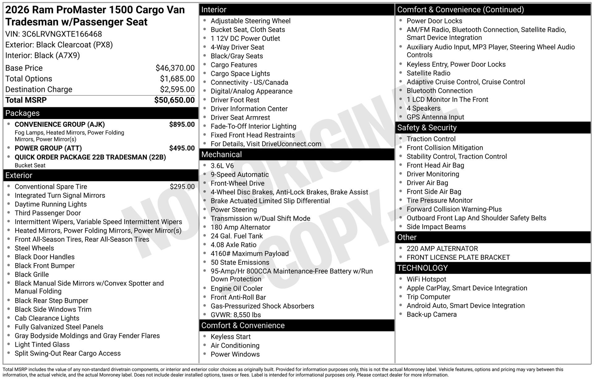 New 2026 RAM ProMaster 1500 w/ Convenience Group image 3