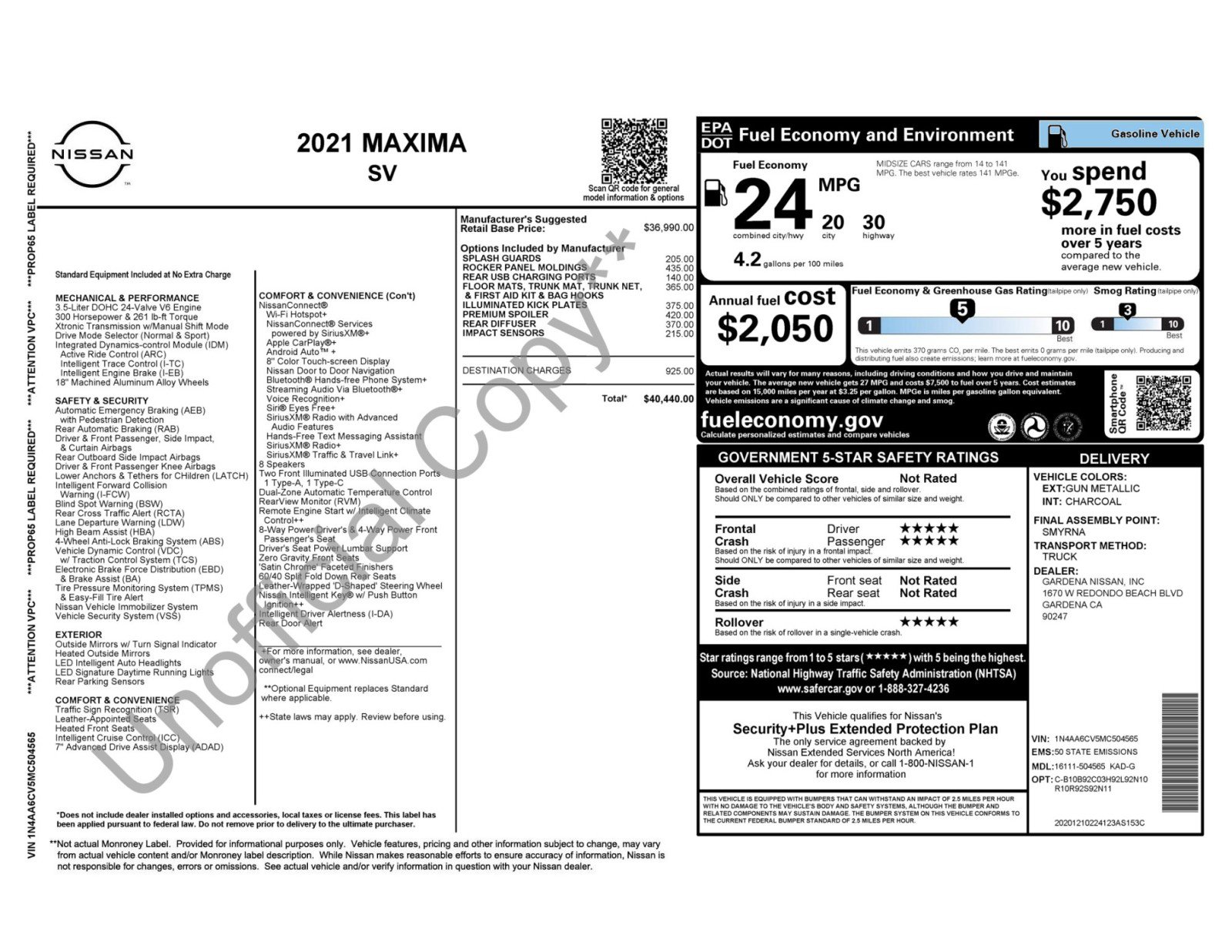 Used 2021 Nissan Maxima 3.5 SV w/ Floor Mat Group FWD image 51