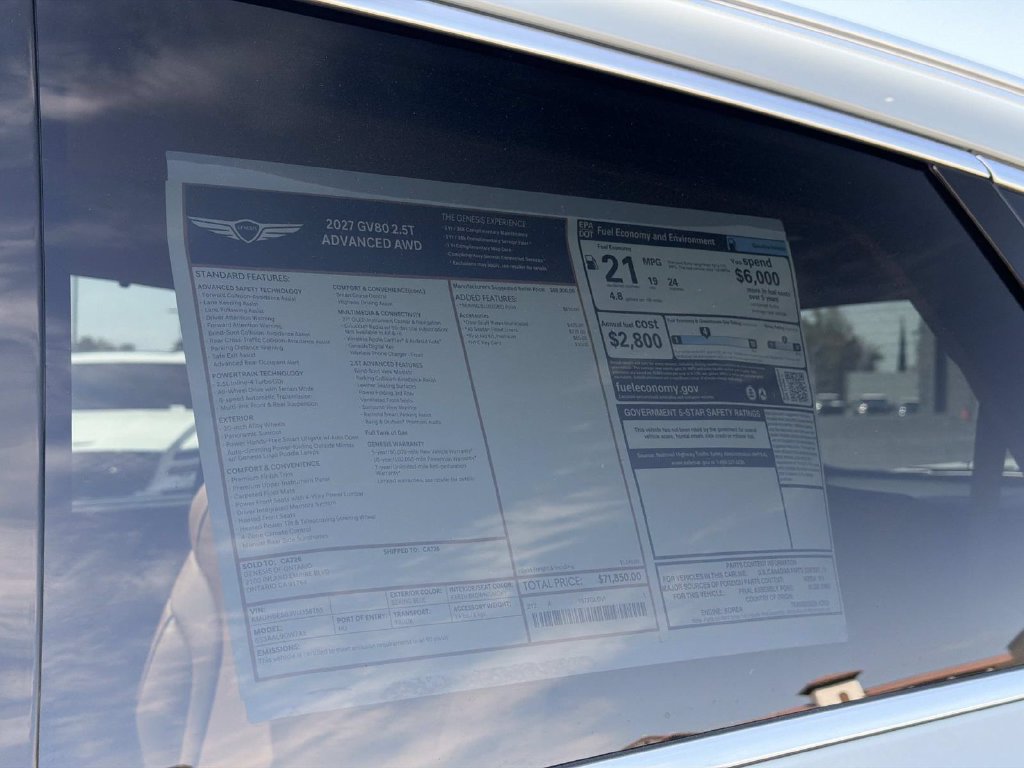 New 2027 Genesis GV80 2.5T Advanced AWD/4WD image 17