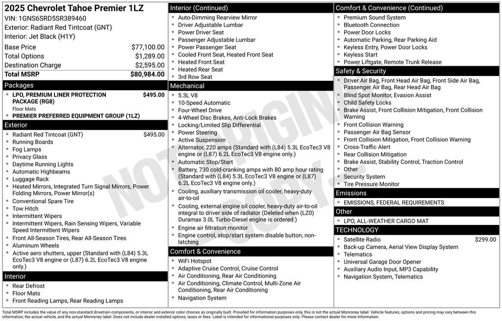 New 2025 Chevrolet Tahoe Premier image 9