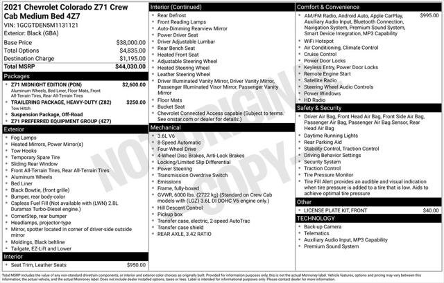 Used 2021 Chevrolet Colorado Z71 w/ Z71 Midnight Edition AWD/4WD image 2