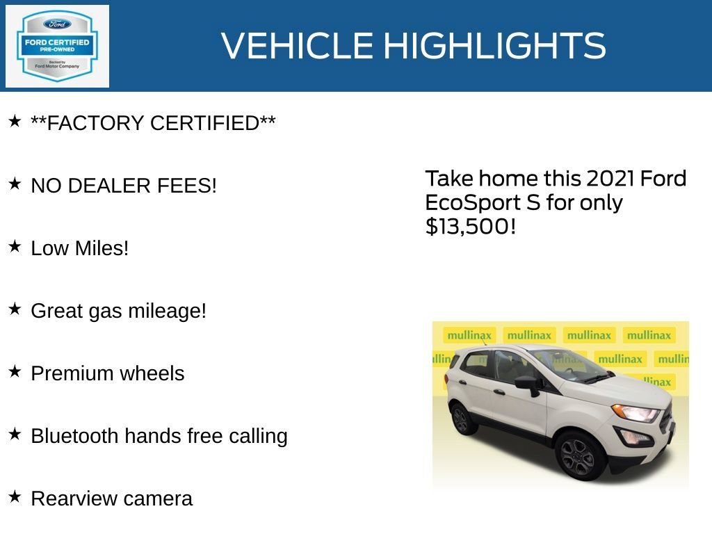 Certified 2021 Ford EcoSport S FWD image 12