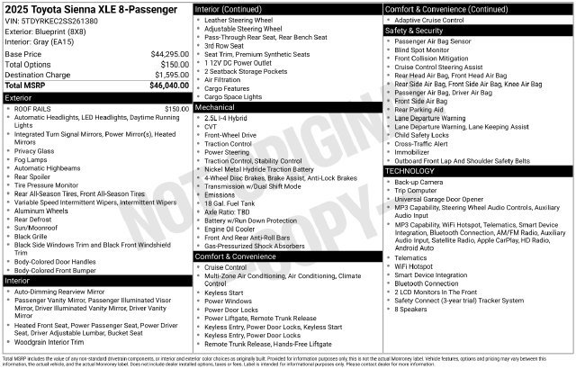 Used 2025 Toyota Sienna XLE FWD image 39