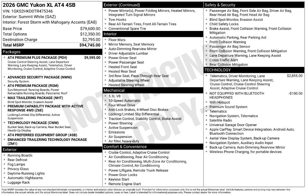 New 2026 GMC Yukon XL AT4 w/ AT4 Premium Plus Package AWD/4WD image 5