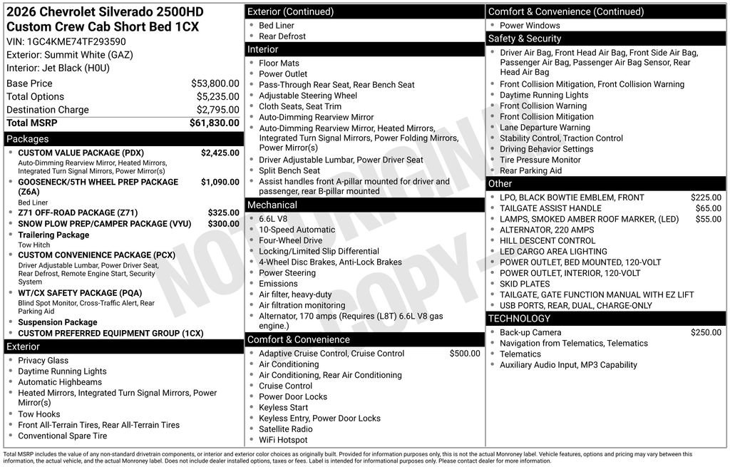 New 2026 Chevrolet Silverado 2500 Custom w/ Custom Value Package AWD/4WD image 4