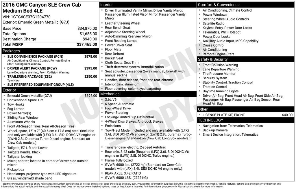 Used 2016 GMC Canyon SLE w/ SLE Convenience Package AWD/4WD image 4