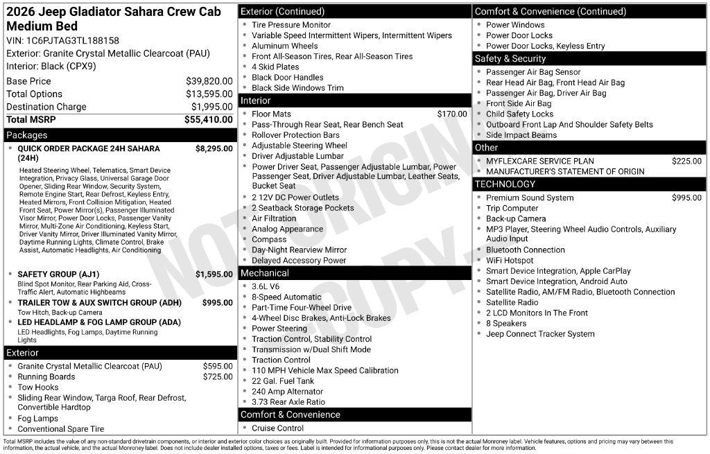New 2026 Jeep Gladiator Sport AWD/4WD image 34