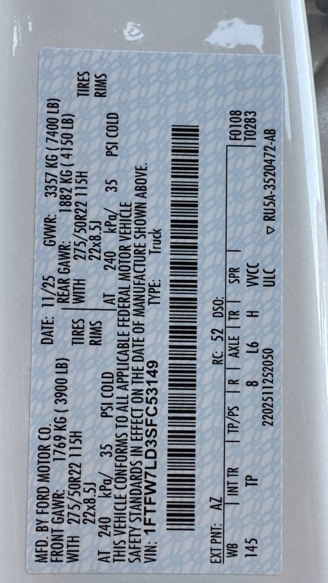 New 2025 Ford F150 Platinum w/ Equipment Group 703A Plus image 16