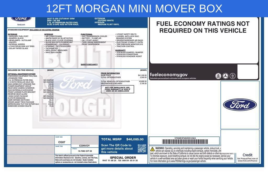 New 2027 Ford E-350 and Econoline 350 Super Duty w/ Driver's Safety Package RWD image 15