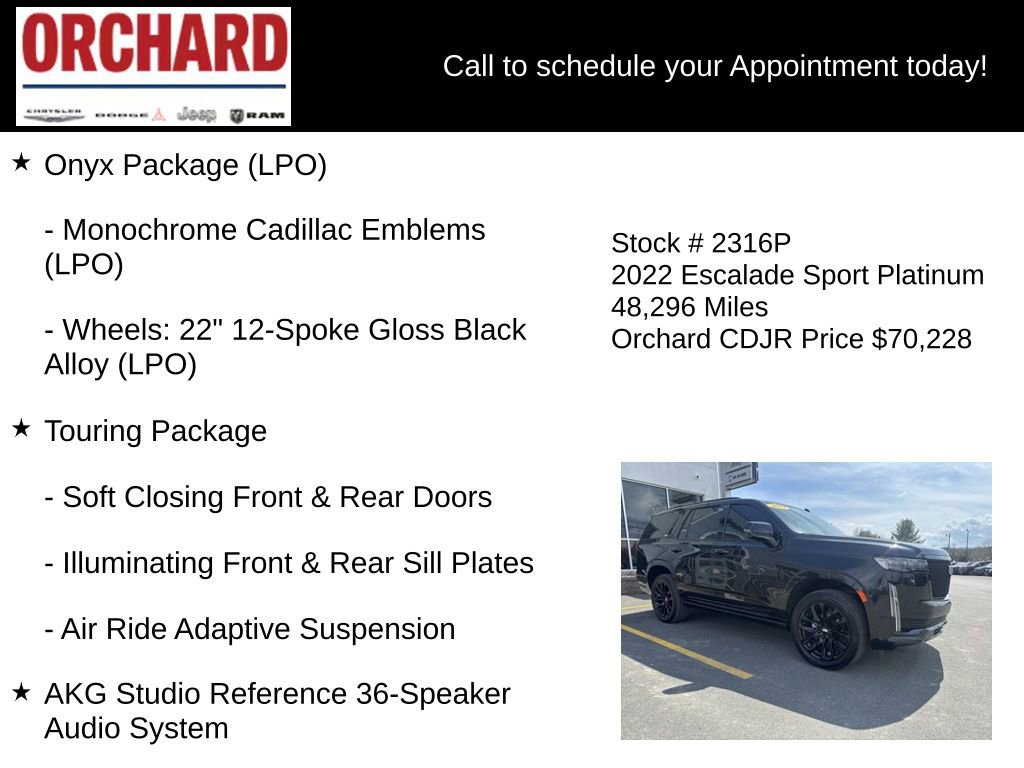 Used 2022 Cadillac Escalade Sport Platinum w/ LPO, ONYX Package AWD/4WD image 26