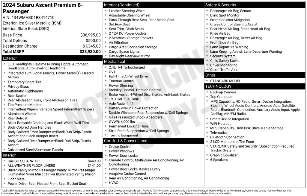 Used 2024 Subaru Ascent Premium AWD/4WD image 6