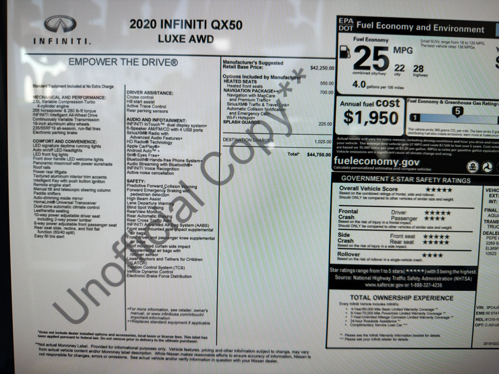 Used 2020 INFINITI QX50 Luxe w/ Navigation Package AWD/4WD image 25