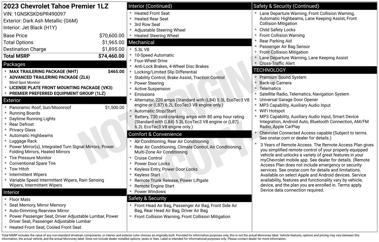 Used 2023 Chevrolet Tahoe Premier w/ Max Trailering Package AWD/4WD image 36