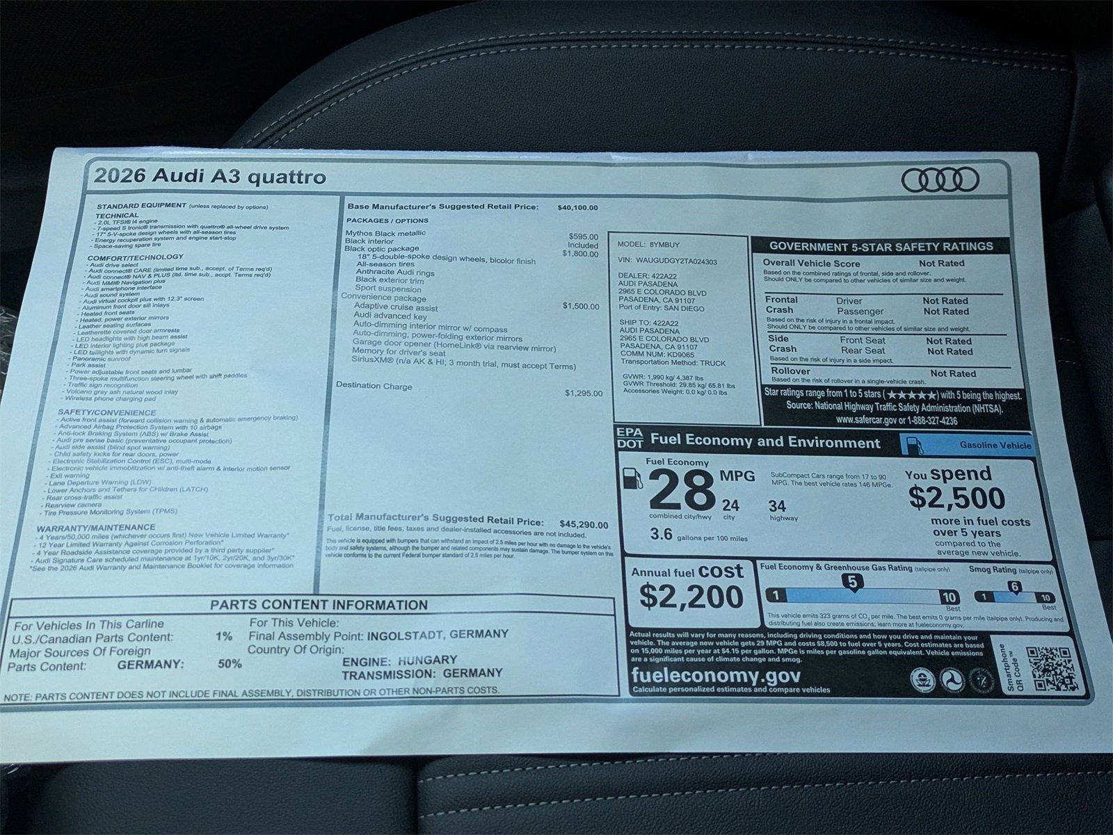 New 2026 Audi A3 2.0T Premium image 17