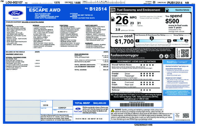 Used 2023 Ford Escape Platinum w/ Premium Technology Package AWD/4WD image 5