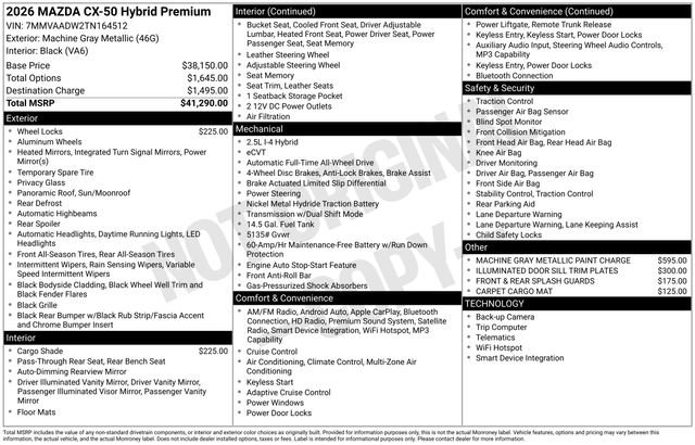 New 2026 MAZDA CX-50 AWD 2.5 Hybrid w/ Premium Pkg image 9