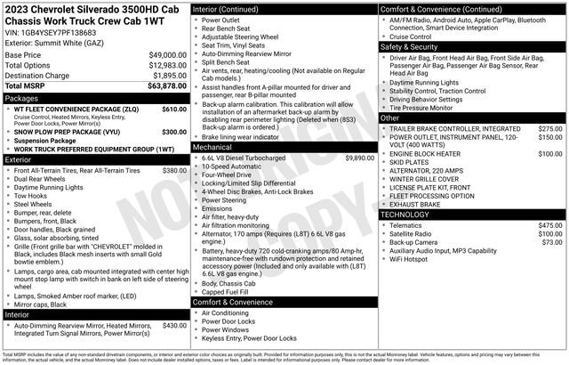 Used 2023 Chevrolet Silverado 3500 W/T w/ WT Fleet Convenience Package AWD/4WD image 30