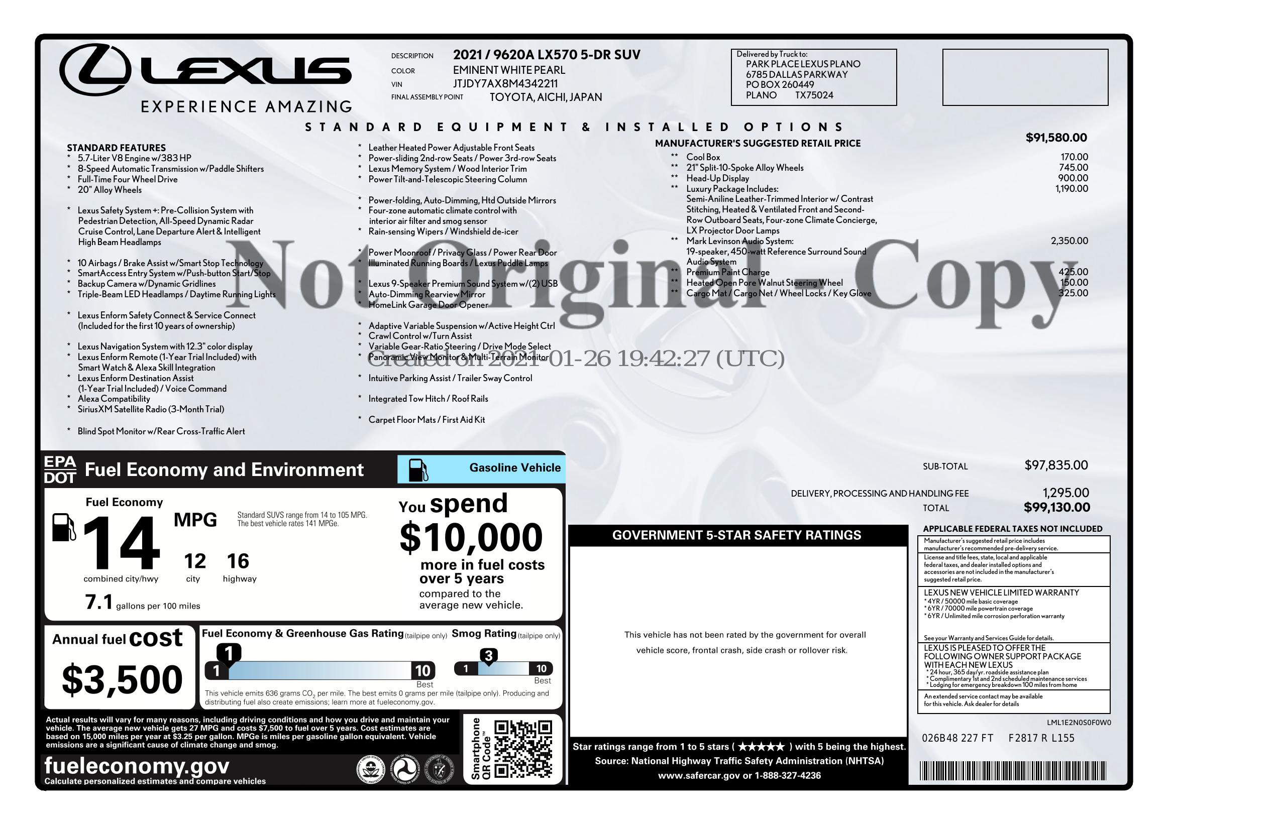 Used 2021 Lexus LX 570 4WD w/ Luxury Package image 3