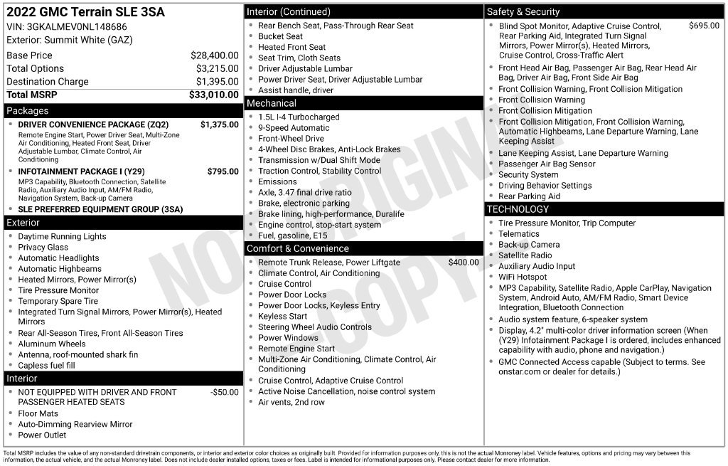 Used 2022 GMC Terrain SLE w/ Driver Convenience Package FWD image 15