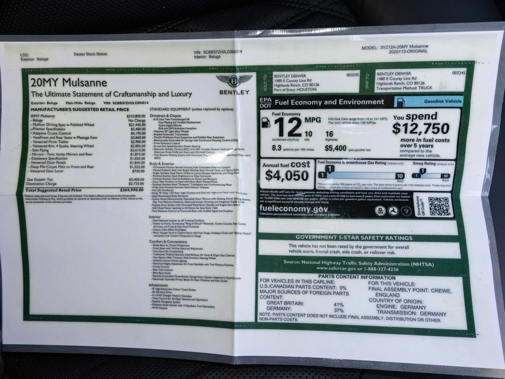 Used 2020 Bentley Mulsanne RWD image 71