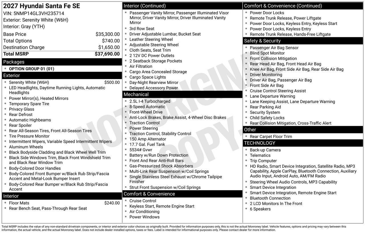 New 2027 Hyundai Santa Fe SE FWD image 32
