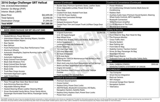 Used 2016 Dodge Challenger SRT Hellcat image 2