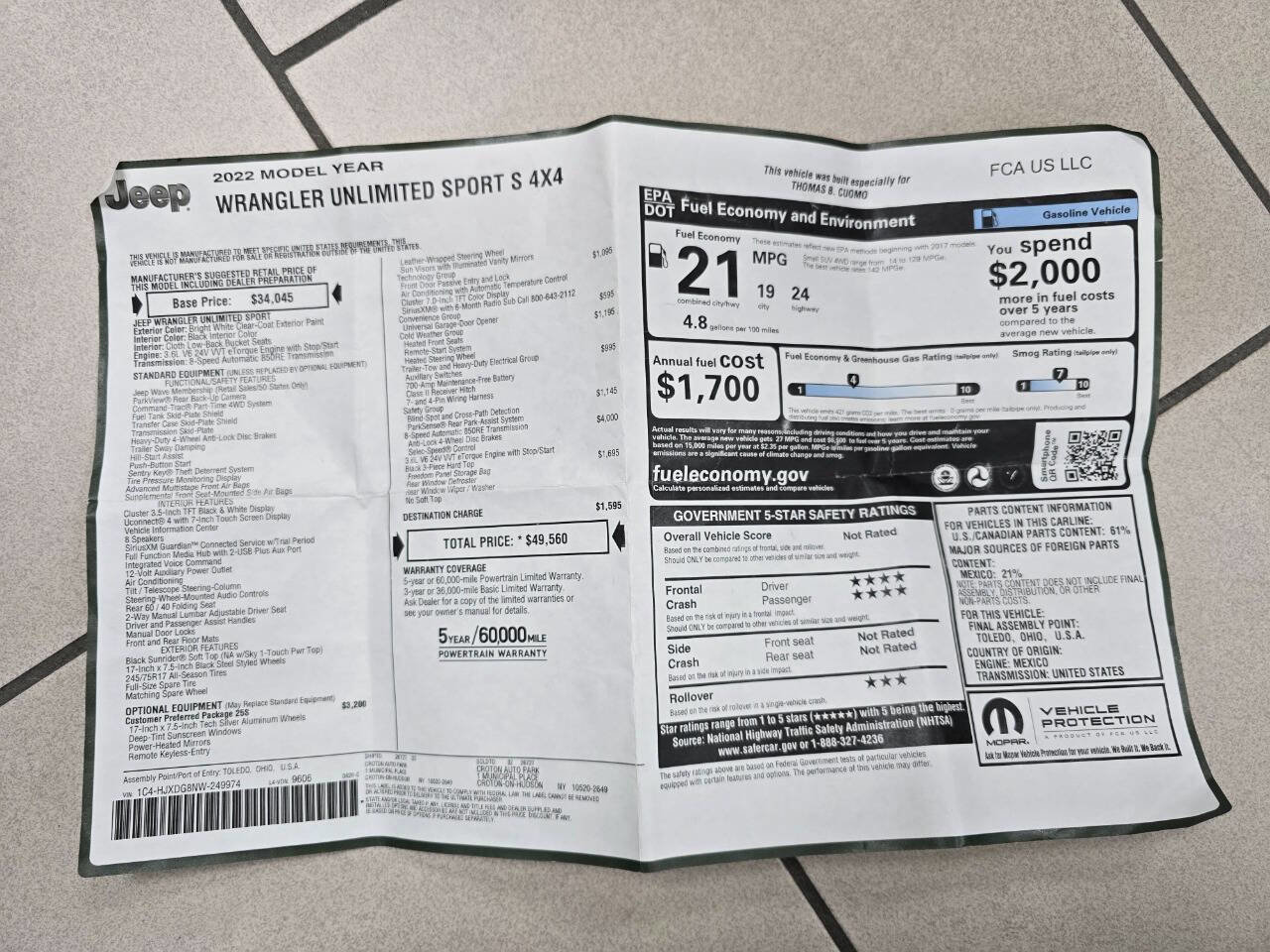 Used 2022 Jeep Wrangler Unlimited Sport image 44