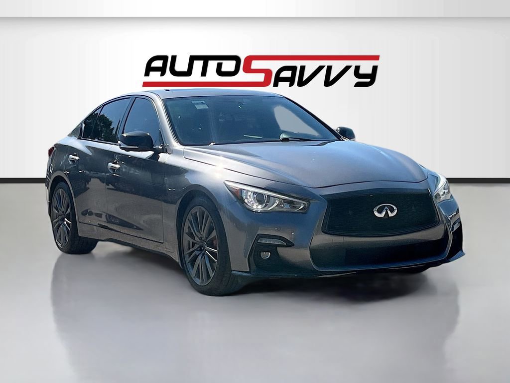 Used 2022 INFINITI Q50 Red Sport 400 w/ Carbon Fiber Package RWD image 1