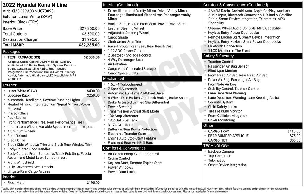 Certified 2022 Hyundai Kona N Line w/ Tech Package image 41