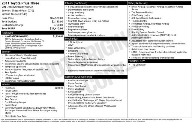 Used 2011 Toyota Prius Three w/ Navigation Pkg image 33