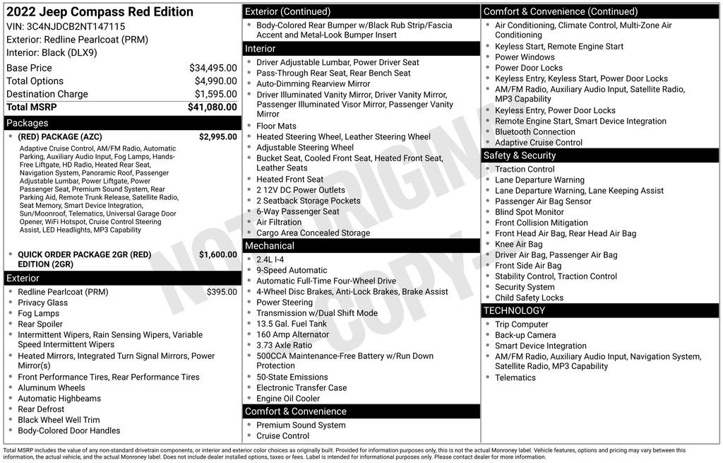 Used 2022 Jeep Compass Limited w/ (RED) Package image 2