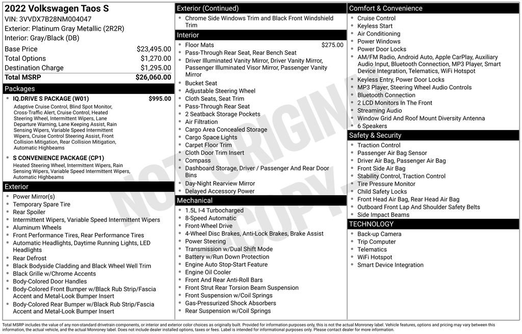 Used 2022 Volkswagen Taos S w/ IQ Drive S Package image 29