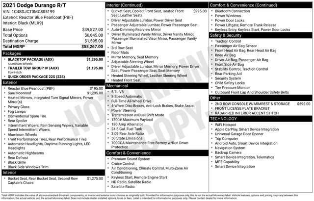Used 2021 Dodge Durango R/T w/ Blacktop Package AWD/4WD image 2