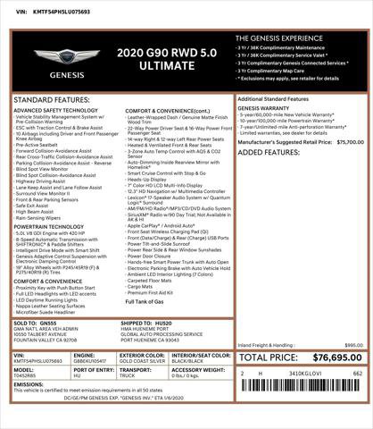 Used 2020 Genesis G90 5.0 Ultimate RWD image 6