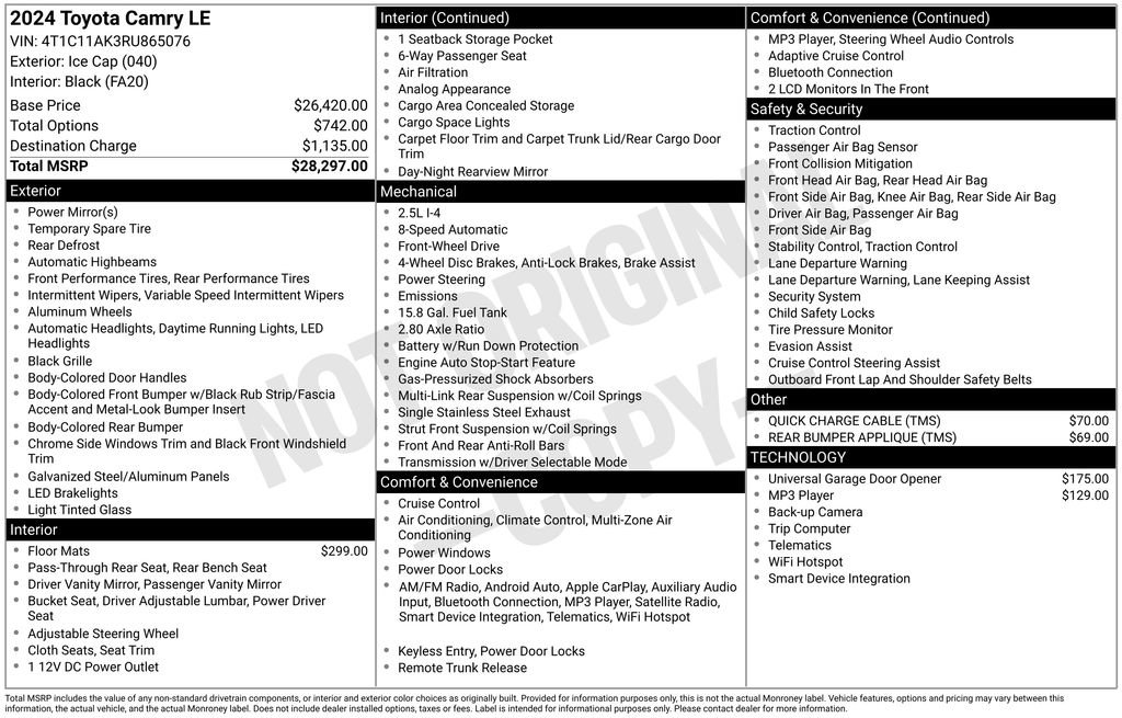 Used 2024 Toyota Camry LE image 25