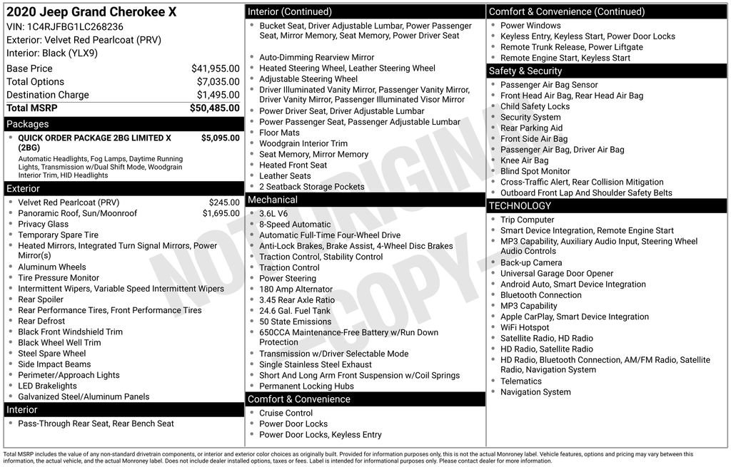 Certified 2020 Jeep Grand Cherokee Limited X AWD/4WD image 7