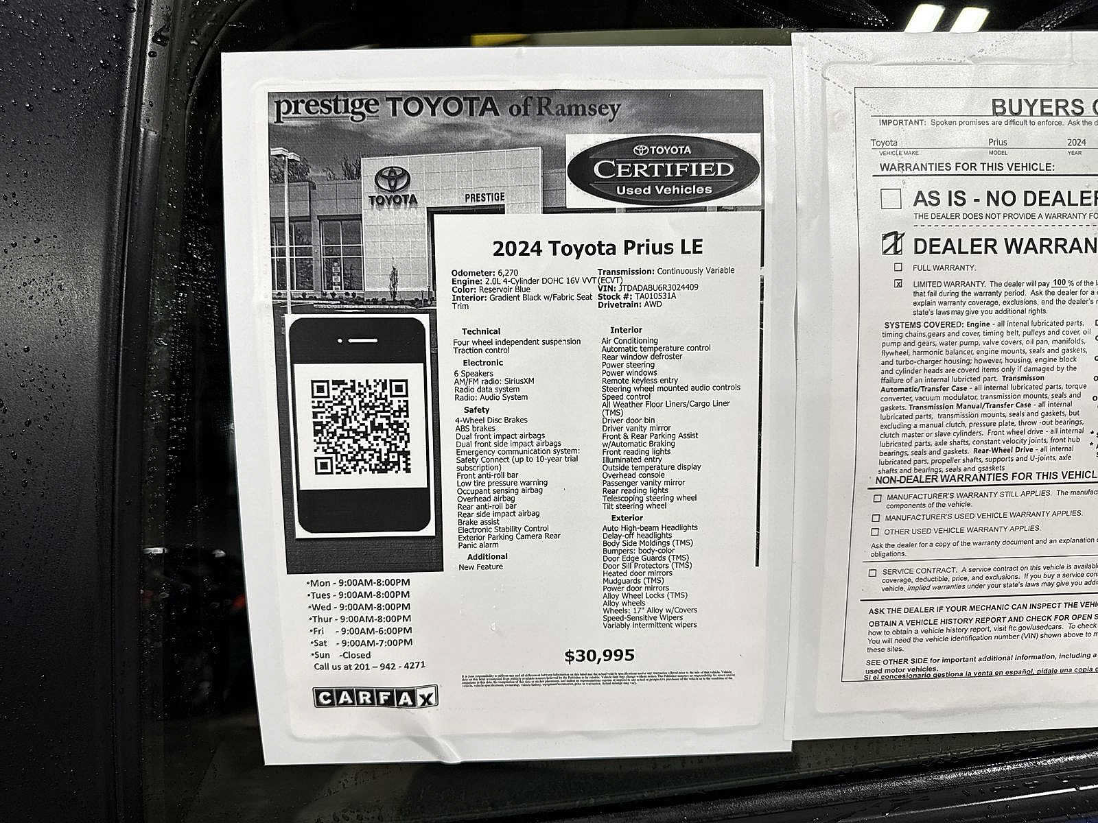 Certified 2024 Toyota Prius LE AWD/4WD image 12