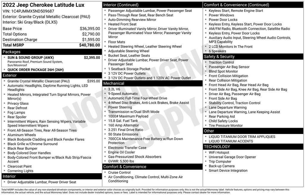 Used 2022 Jeep Cherokee Latitude Lux w/ Sun & Sound Group image 15